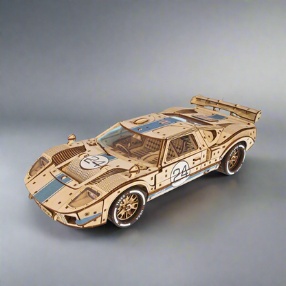 Puzzloria UGT-24 Endurance Racer wooden model kit with detailed race car design