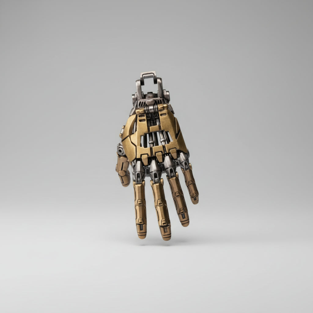 Puzzloria™ | Cybernetic Hand Pendant - Articulated Steampunk Jewelry with Movable Joints