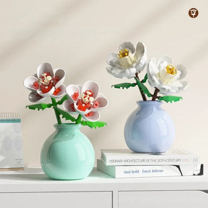 three building block flower vases console lamp lifestyle brick bouquet home decor gift display – Tulip, Sunflower, Peony, Rose Flower, Hibiscus, Rose, Thorny Marigold, Lilies, Gardenia