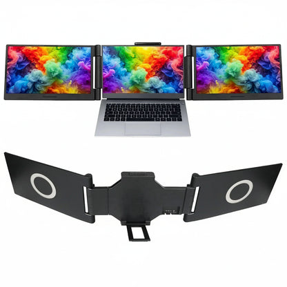 Portable dual laptop screen extender with 14-inch Full HD IPS displays for increased productivity and multi-screen workspac