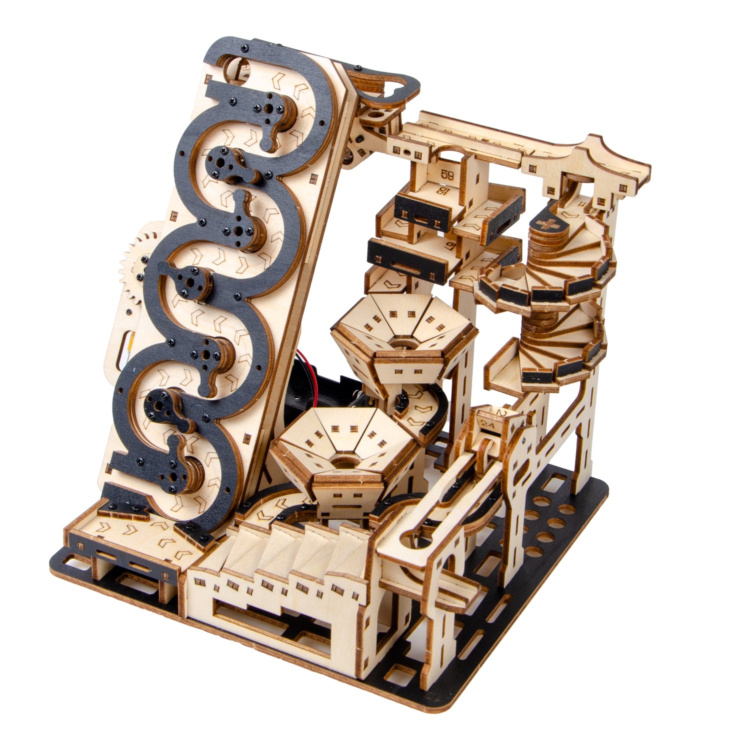 Electric Mechanical Marble Run 3D Wooden Puzzle Black