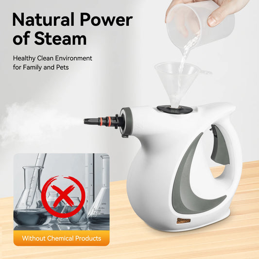 handheld steam cleaner with attachments for chemical-free home and car cleaning