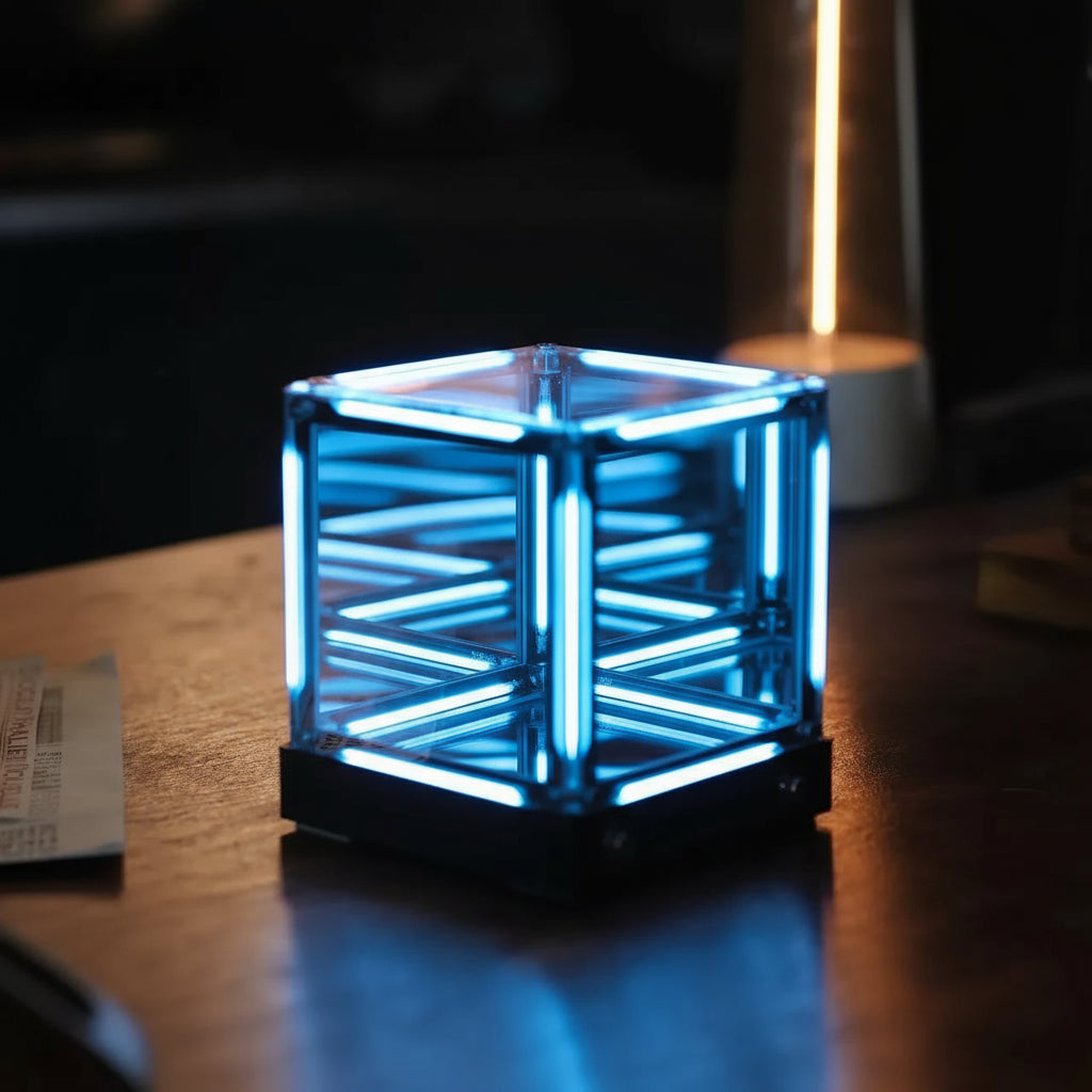Infinity Mirror Cube LED Light 3D Acrylic Desktop Lamp Color Changing Ambient Decor