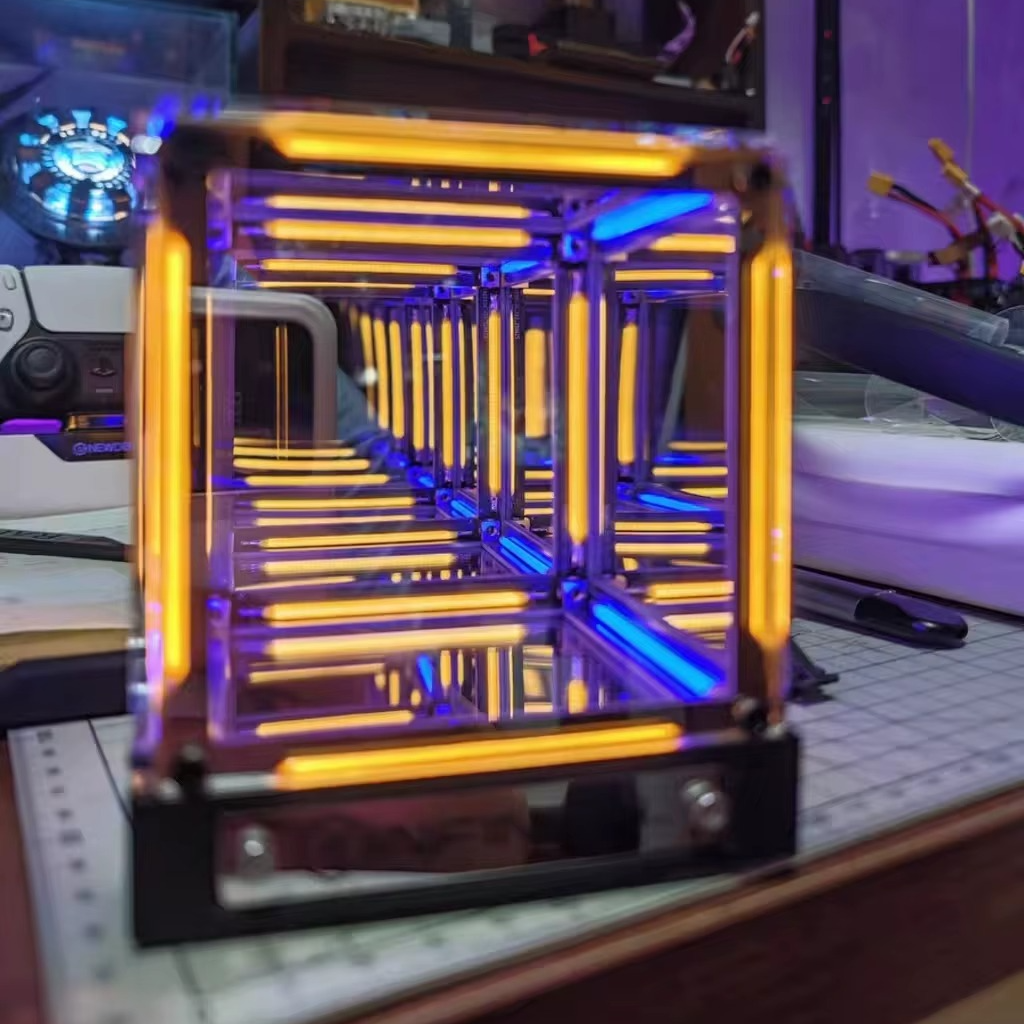 Infinity Mirror Cube LED Light 3D Acrylic Desktop Lamp Color Changing Ambient Decor