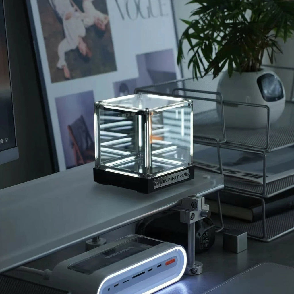 Infinity Mirror Cube LED Light 3D Acrylic Desktop Lamp Color Changing Ambient Decor