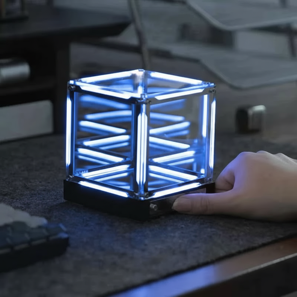 Puzzloria infinity mirror cube LED light with color changing 3D effect for desktop decoration