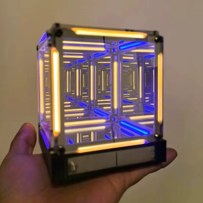 Puzzloria infinity mirror cube LED light with color changing 3D effect for desktop decoration