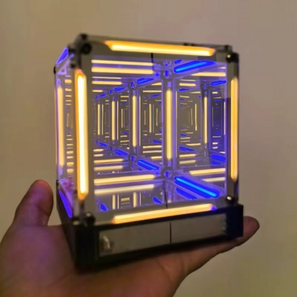 Puzzloria infinity mirror cube LED light with color changing 3D effect for desktop decoration