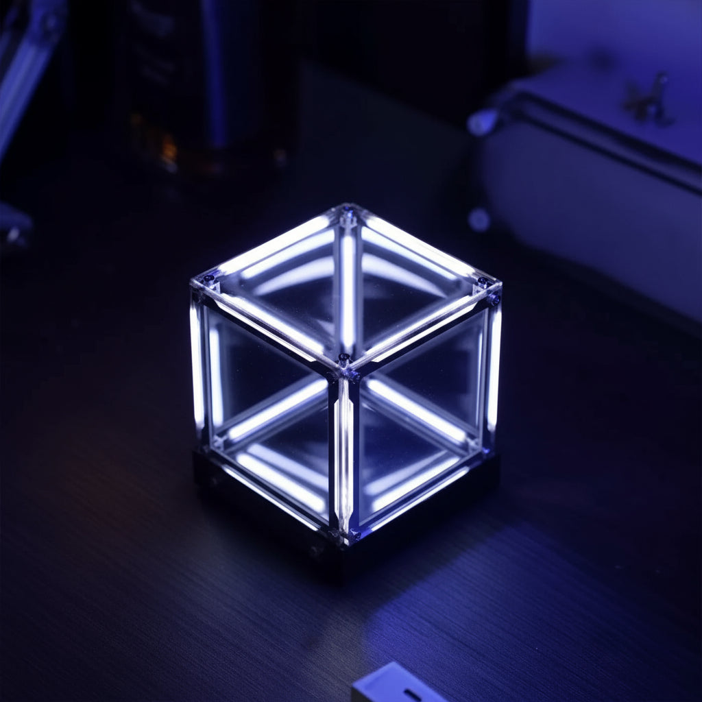 Infinity Mirror Cube LED Light 3D Acrylic Desktop Lamp Color Changing Ambient Decor