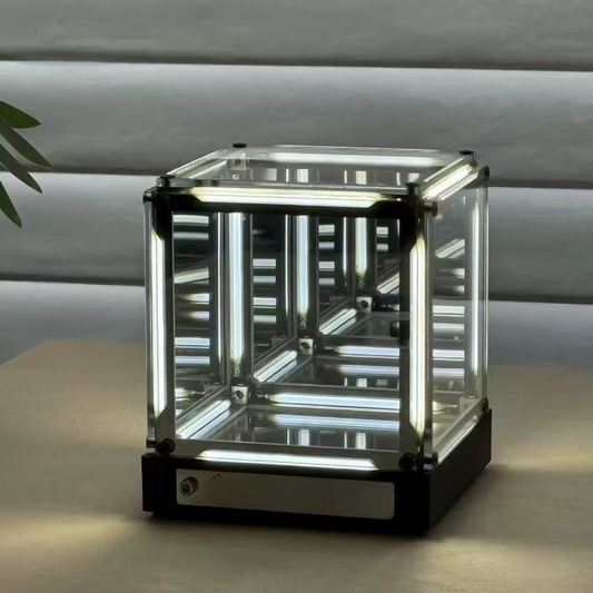 Puzzloria infinity mirror cube LED light with color changing 3D effect for desktop decoration