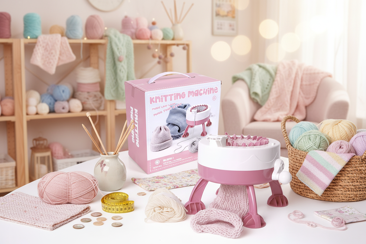 hand crank knitting machine circular loom DIY craft kit for hats scarves socks beginner knitting loom Advanced - 48 Needle Basic