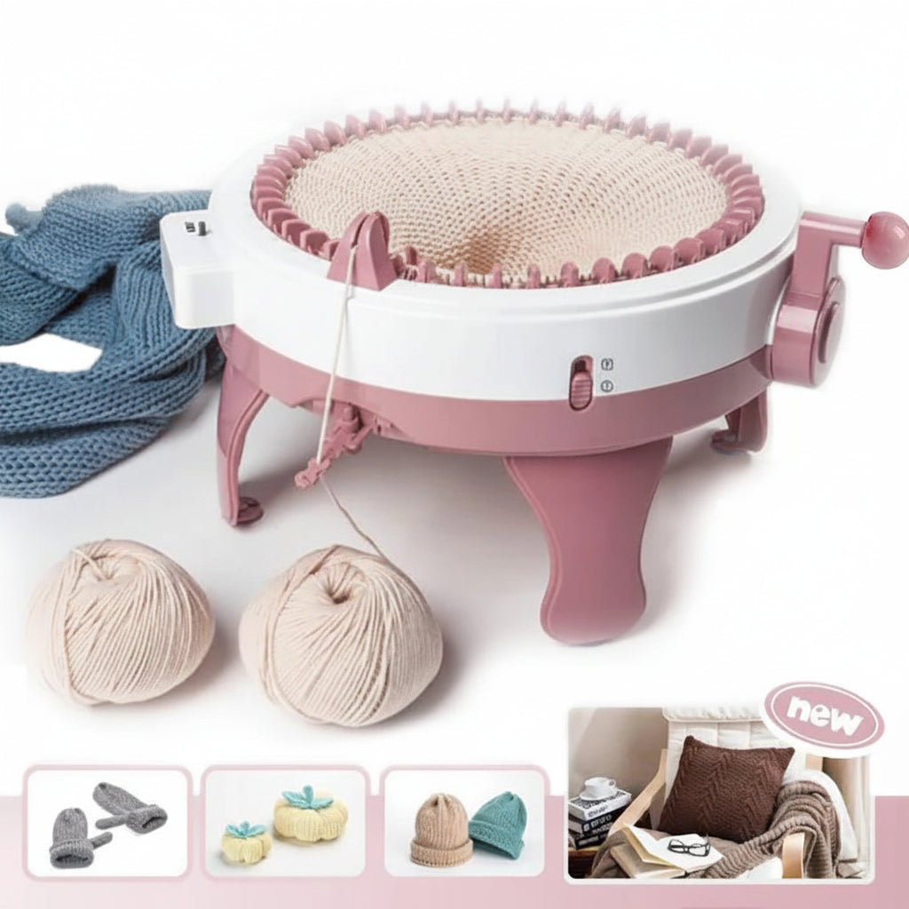 hand crank knitting machine circular loom DIY craft kit for hats scarves socks beginner knitting loom Advanced - 48 Needle Basic
