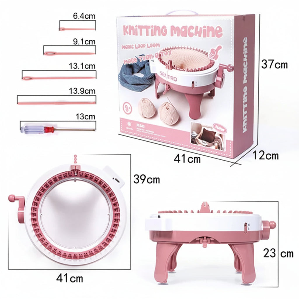 hand crank knitting machine circular loom DIY craft kit for hats scarves socks beginner knitting loom Advanced - 48 Needle Basic