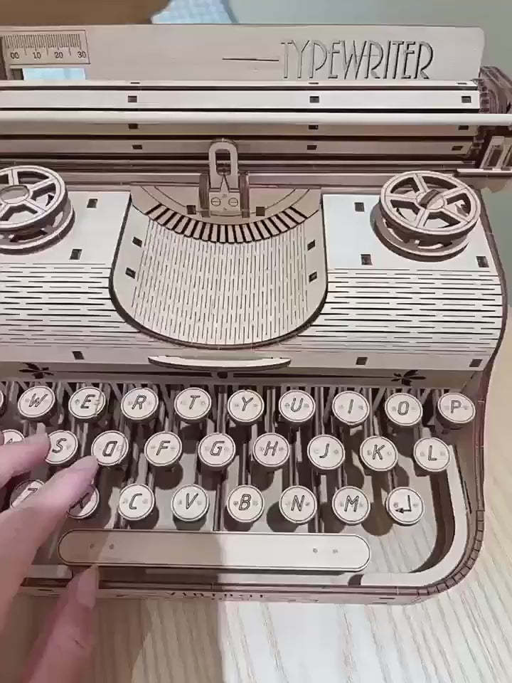 Vintage Typewriter Mechanical 3D Wooden Puzzle Video Review Thumbnail