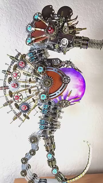 Puzzloria™ | DIY 3D Metal Steampunk Mechanical Seahorse Puzzle with Lamp Model-2100PCS