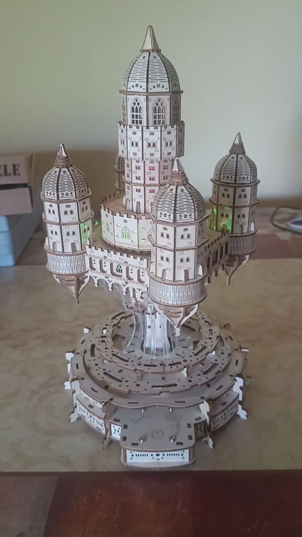 Puzzloria™ | Celestia Castle Illuminated Musical 3D Wooden Puzzle Video Review Thumbnail