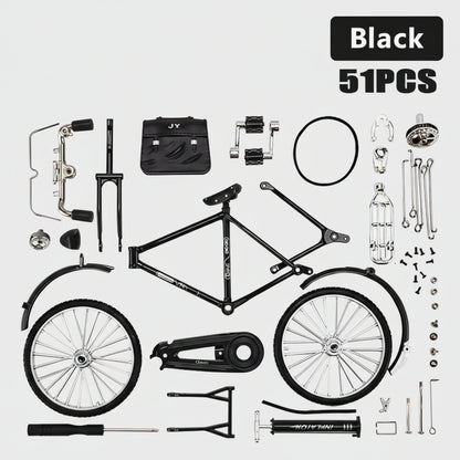 1:10 scale DIY retro bicycle model kit zinc alloy 51-piece assembly collectible by Puzzloria