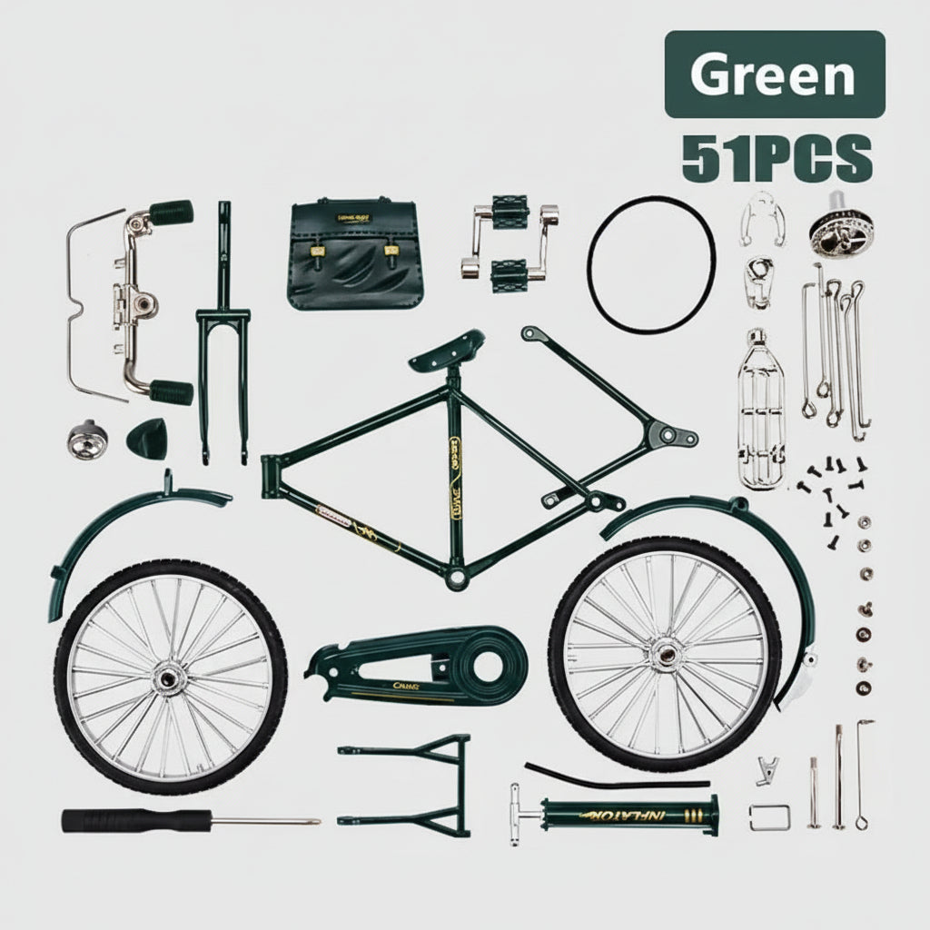 1:10 scale DIY retro bicycle model kit zinc alloy 51-piece assembly collectible by Puzzloria