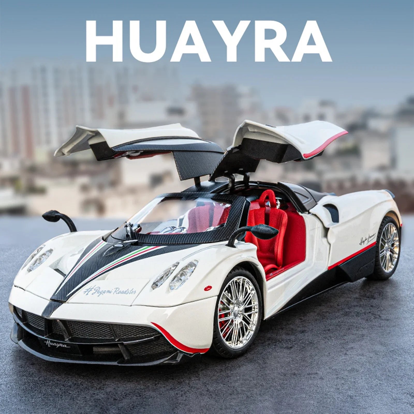 pagani huayra toy model birthday gift for him christmas present collector grade diecast supercar with light effects – Blue, Purple, White