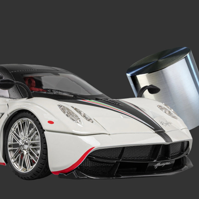 alloy 1:18 italian supercar replica with working headlights engine sounds and removable suitcase shelf display piece – Blue, Purple, White