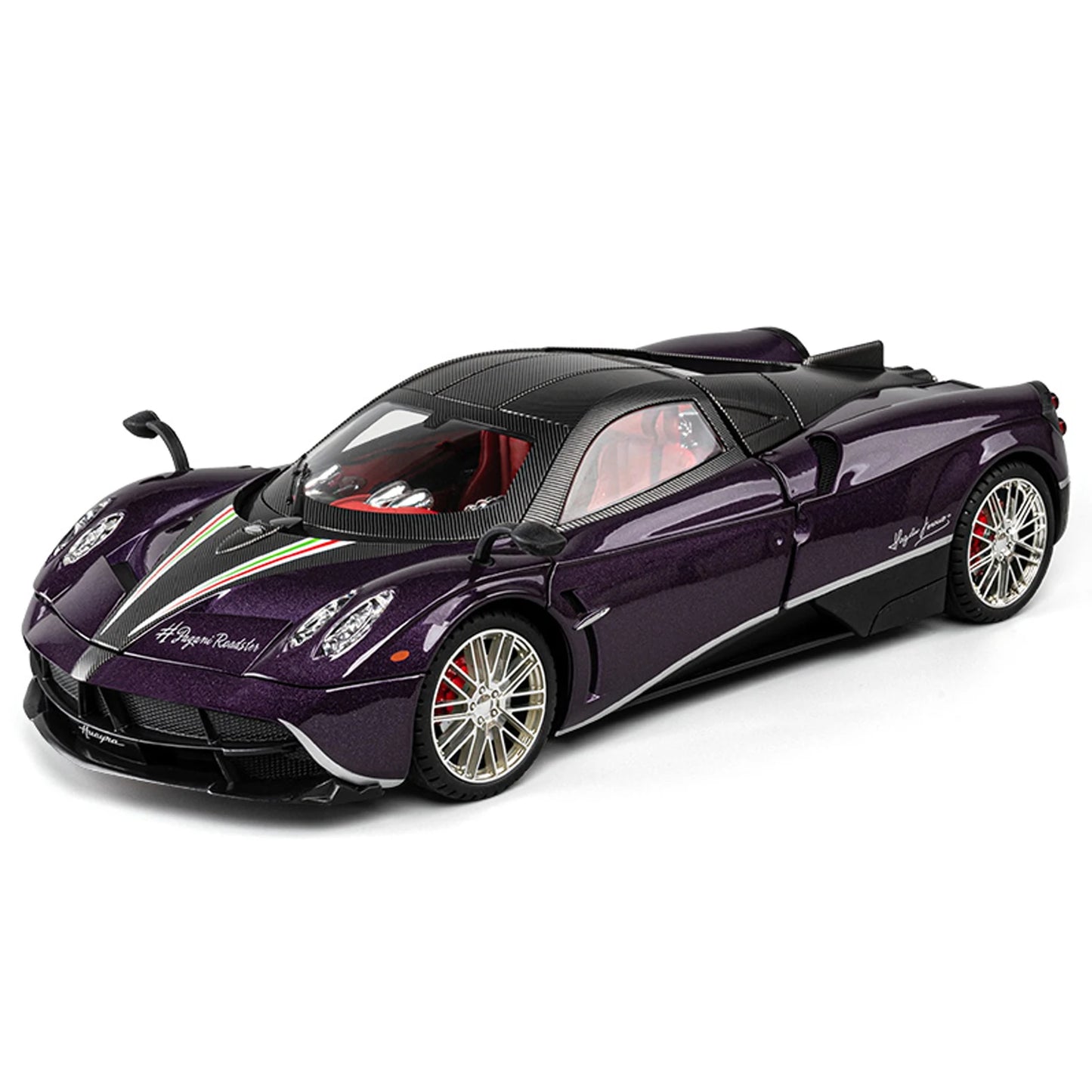 diecast hypercar model with v12 engine bay detail red leather interior and four-wheel suspension for car enthusiasts – Blue, Purple, White