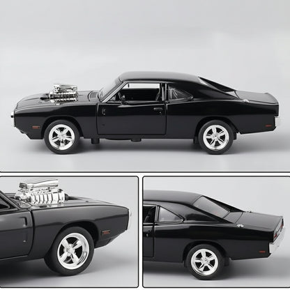 black 1970 charger diecast muscle car model with display base for desk decor man cave shelf gift black – Black, Blue, Red