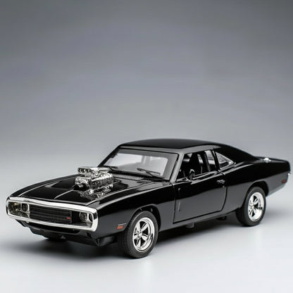 black 1970 charger diecast muscle car model with display base for desk decor man cave shelf gift black – Black, Blue, Red