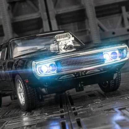 blue 1970 charger 1:32 alloy pull back car with sound and light for collectors fathers day gift blue – Black, Blue, Red