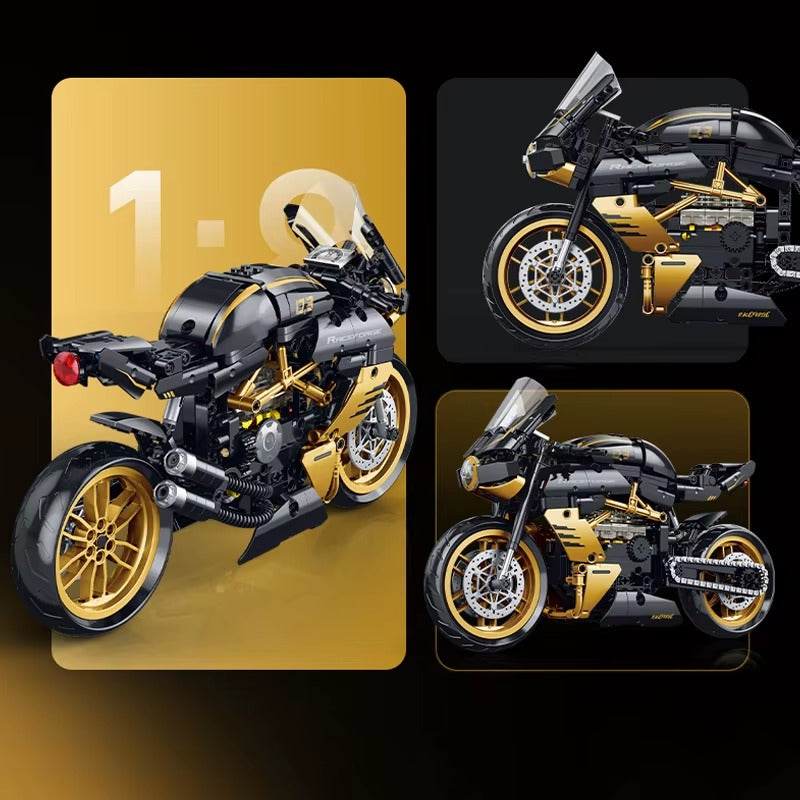 Gold - 506 Pcs
1:8 scale gold cafe racer motorcycle building block set sport touring model kit