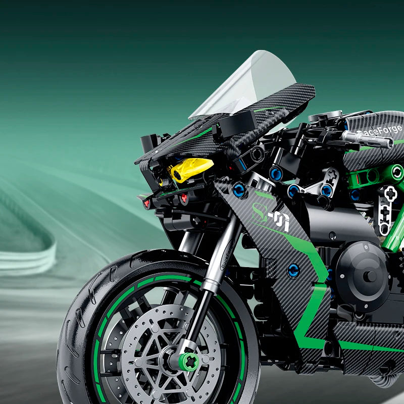 Green - 511 Pcs
1:8 scale green superbike motorcycle building block set technic sport bike model kit