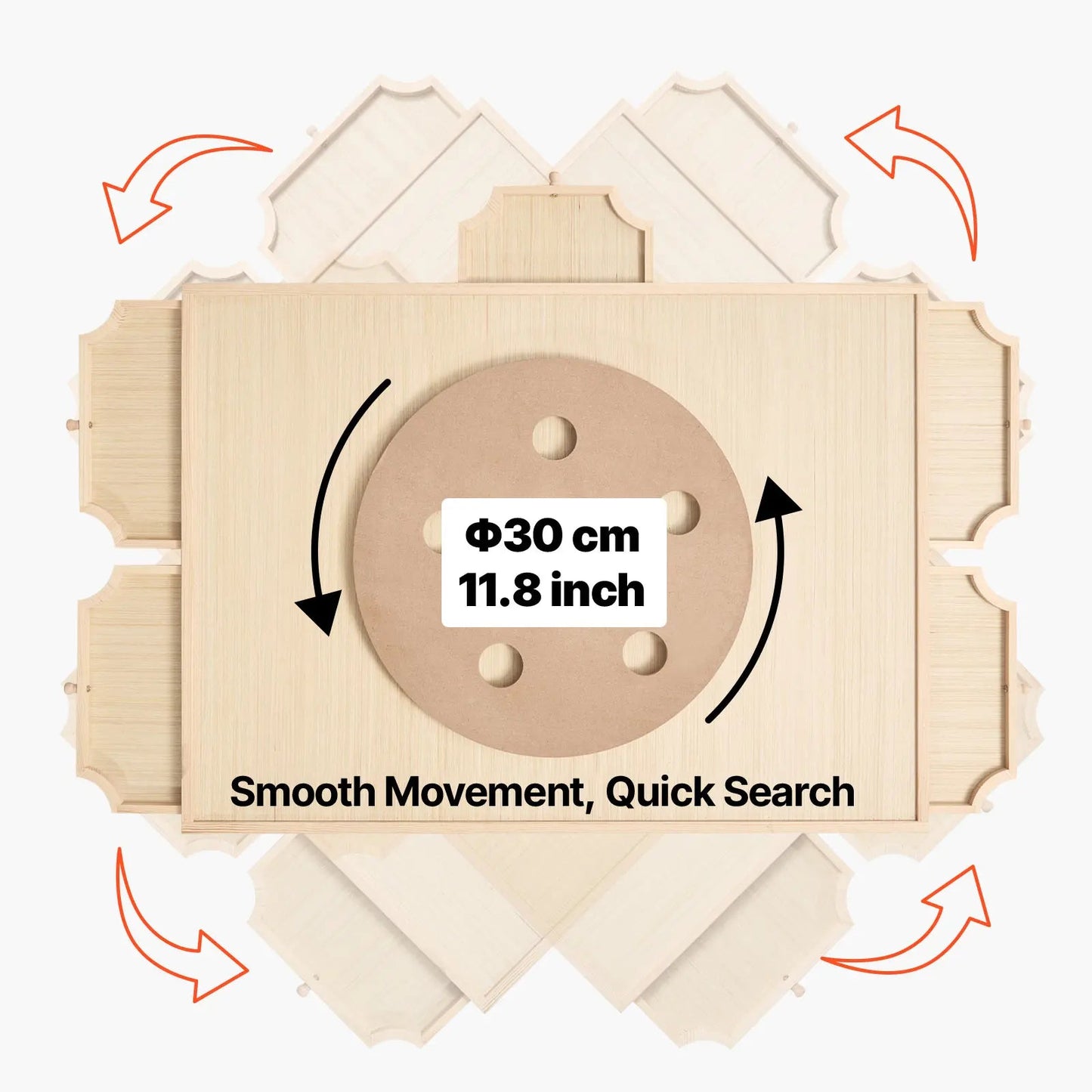 Wooden 1000 piece rotating puzzle board with storage drawers and protective cover