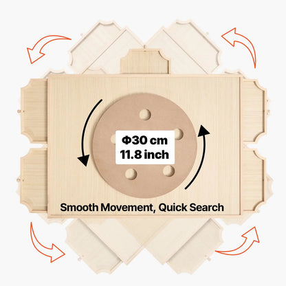 Wooden 1000 piece rotating puzzle board with storage drawers and protective cover