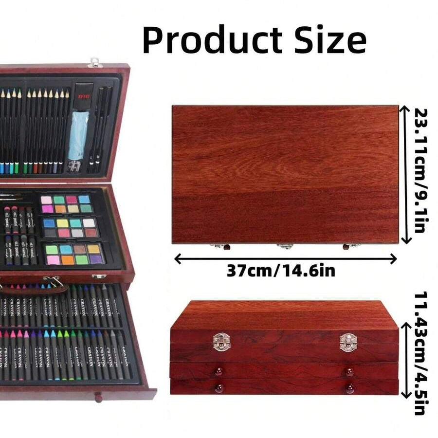 portable wooden art case 145 piece drawing and painting set travel ready art supplies for students and aspiring artists