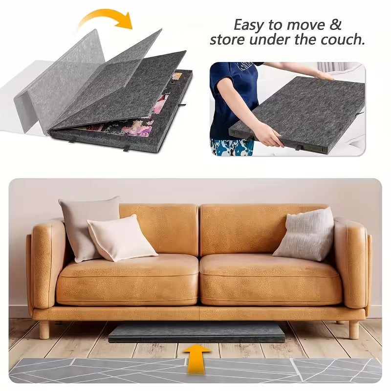 1500 piece jigsaw puzzle table with felt mat and 6 built-in storage drawers for adults – Dark Gray, Light Gray