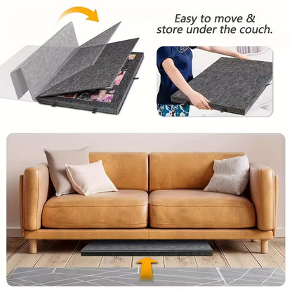 1500 piece jigsaw puzzle table with felt mat and 6 built-in storage drawers for adults – Dark Gray, Light Gray