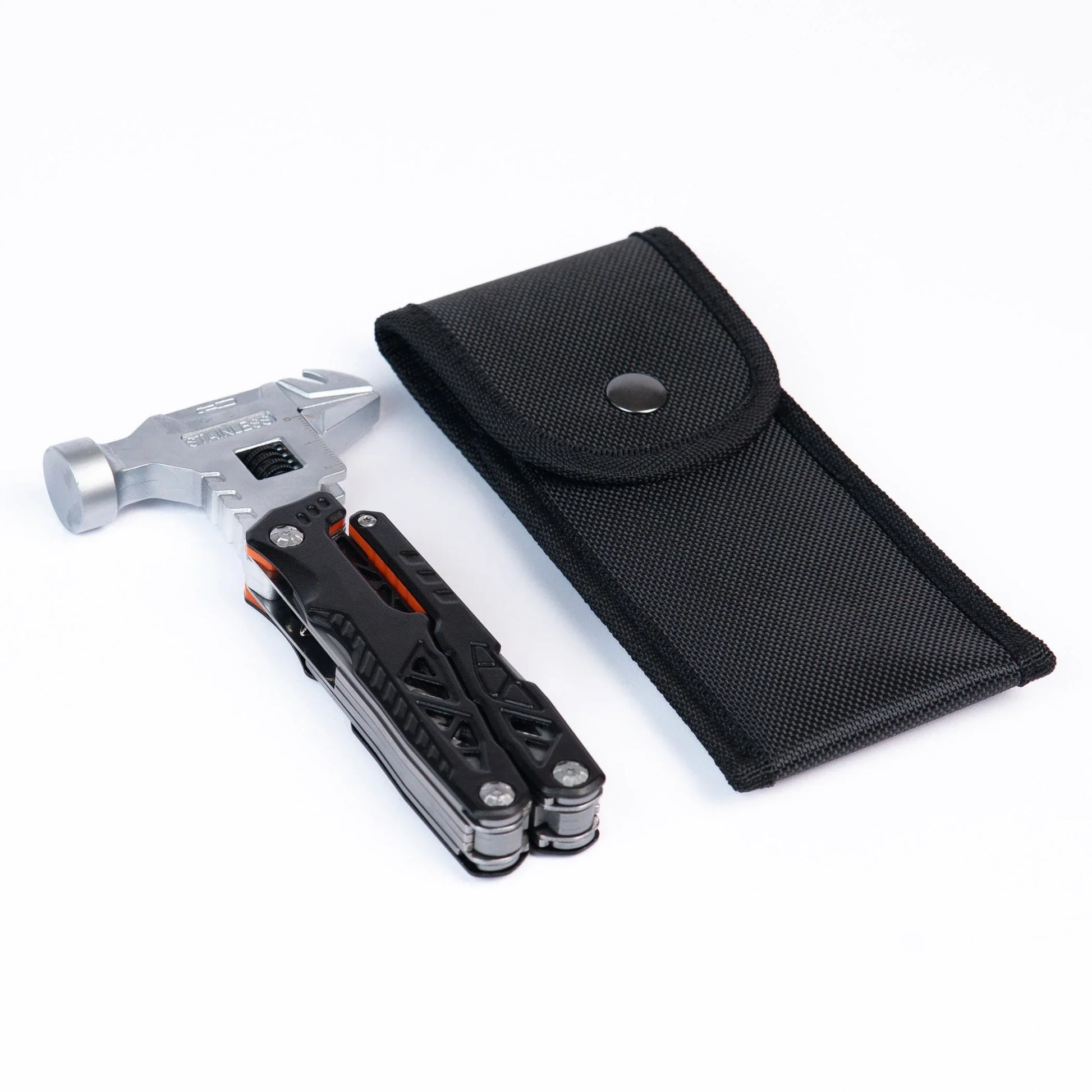 18 in 1 multitool hammer with black handle scales, folding survival tool for everyday carry and repairs (Black)
