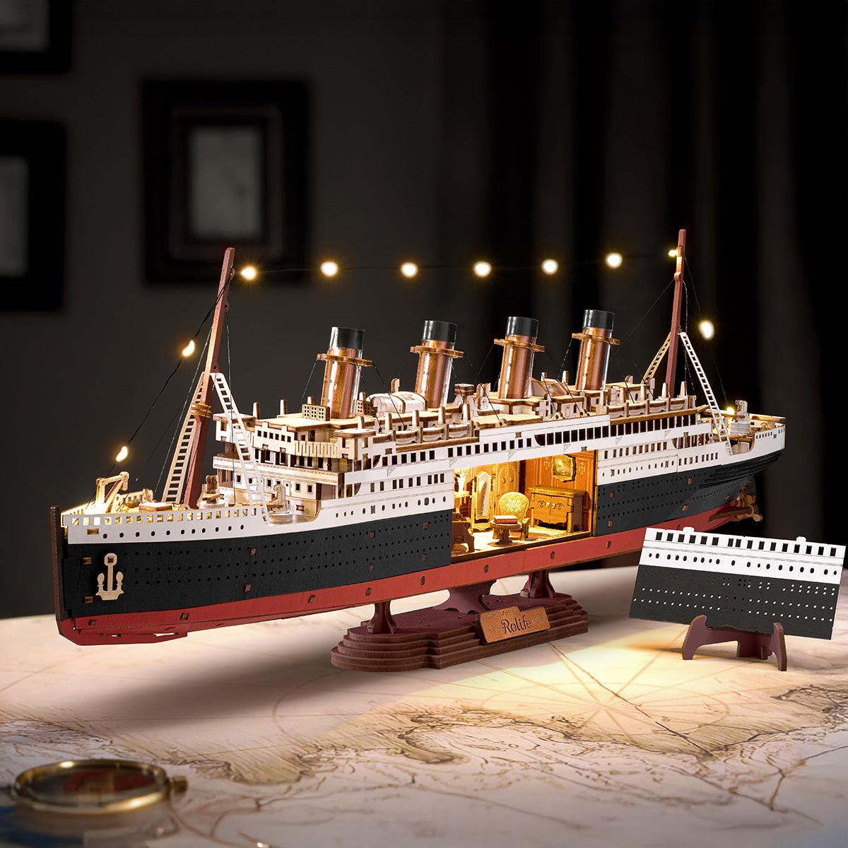 Titanic 3D wooden puzzle, RMS Titanic model kit, Titanic wooden model LED, ship model kit adult, 3D wooden ship puzzle, Titanic scale model, no glue model kit, wooden puzzle LED, Titanic gift history lover, DIY wooden model ship