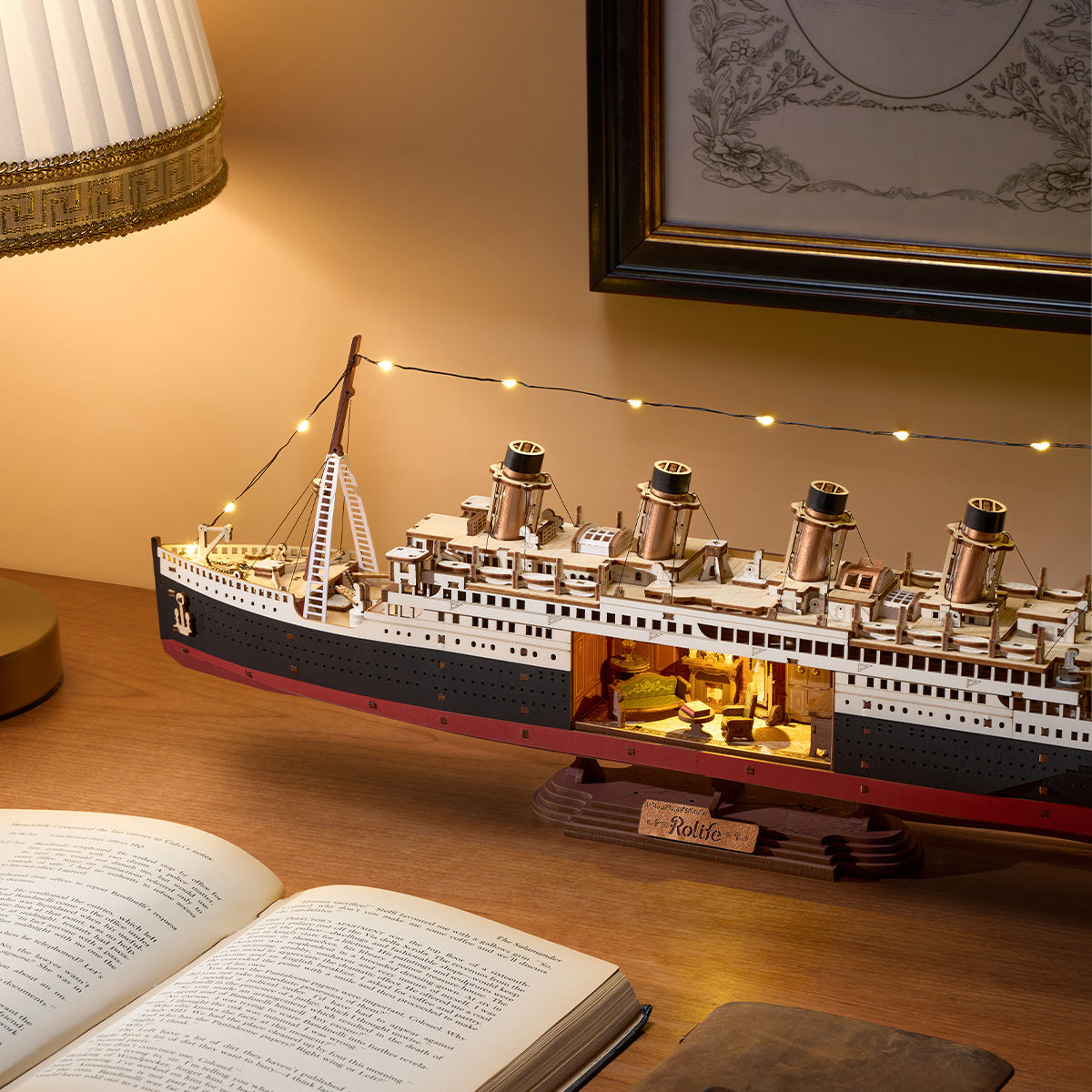 Titanic 3D wooden puzzle, RMS Titanic model kit, Titanic wooden model LED, ship model kit adult, 3D wooden ship puzzle, Titanic scale model, no glue model kit, wooden puzzle LED, Titanic gift history lover, DIY wooden model ship