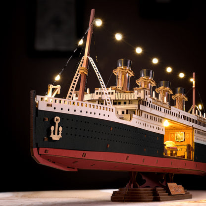 Titanic 3D wooden puzzle, RMS Titanic model kit, Titanic wooden model LED, ship model kit adult, 3D wooden ship puzzle, Titanic scale model, no glue model kit, wooden puzzle LED, Titanic gift history lover, DIY wooden model ship
