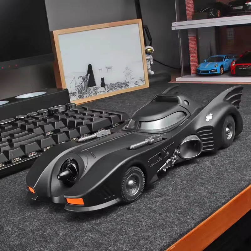 1989 Batmobile metal model car for desk and shelf display, 1:18 Batman movie car collectible gift for adults, 1989 Black