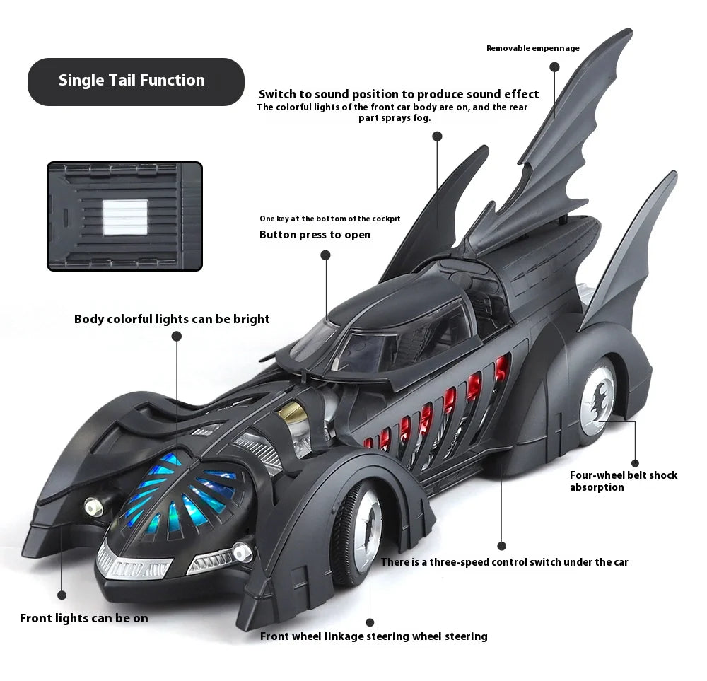 1995 Batman Forever Batmobile 1-tail model with colorful body lights, sound, fog spray and shock absorption, 1995 1 Tail