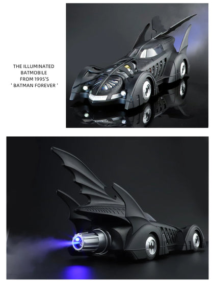 Illuminated 1995 Batmobile toy car with glowing rear turbine, Batman Forever diecast, 1995 1 Tail, 1995 2 Tail