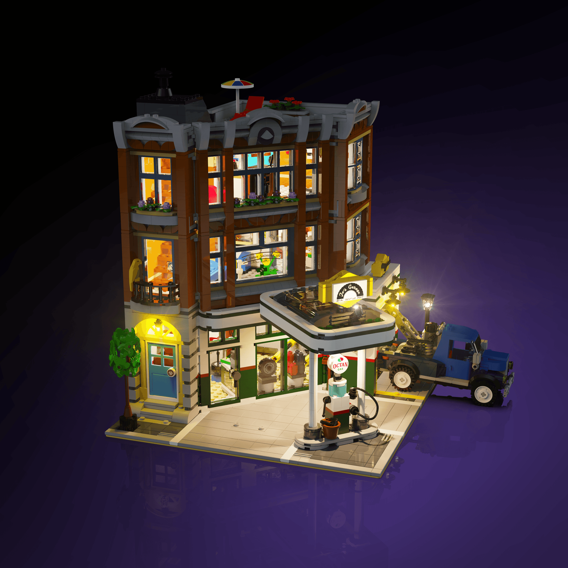 Puzzloria™ | Light Kit for LEGO® Corner Garage - Puzzloria