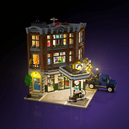 Puzzloria™ | Light Kit for LEGO® Corner Garage - Puzzloria
