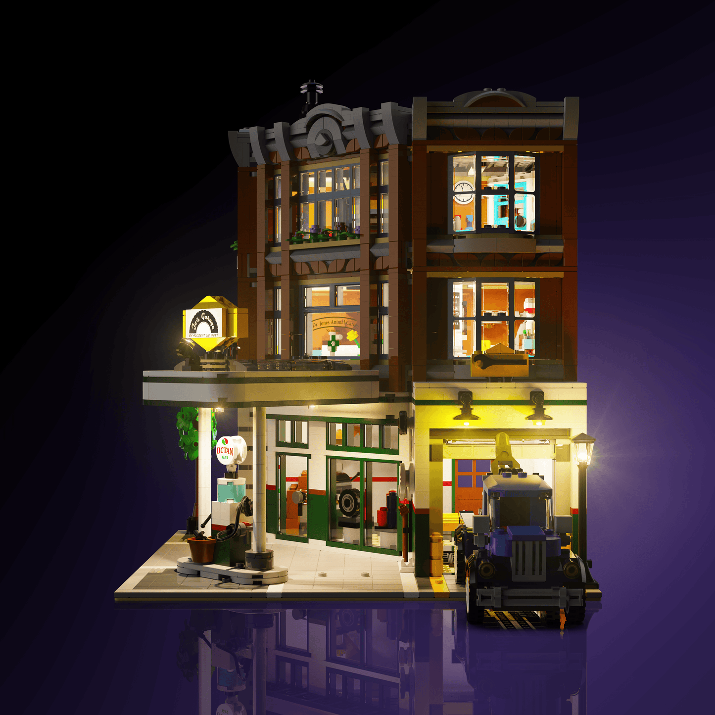 Puzzloria™ | Light Kit for LEGO® Corner Garage - Puzzloria