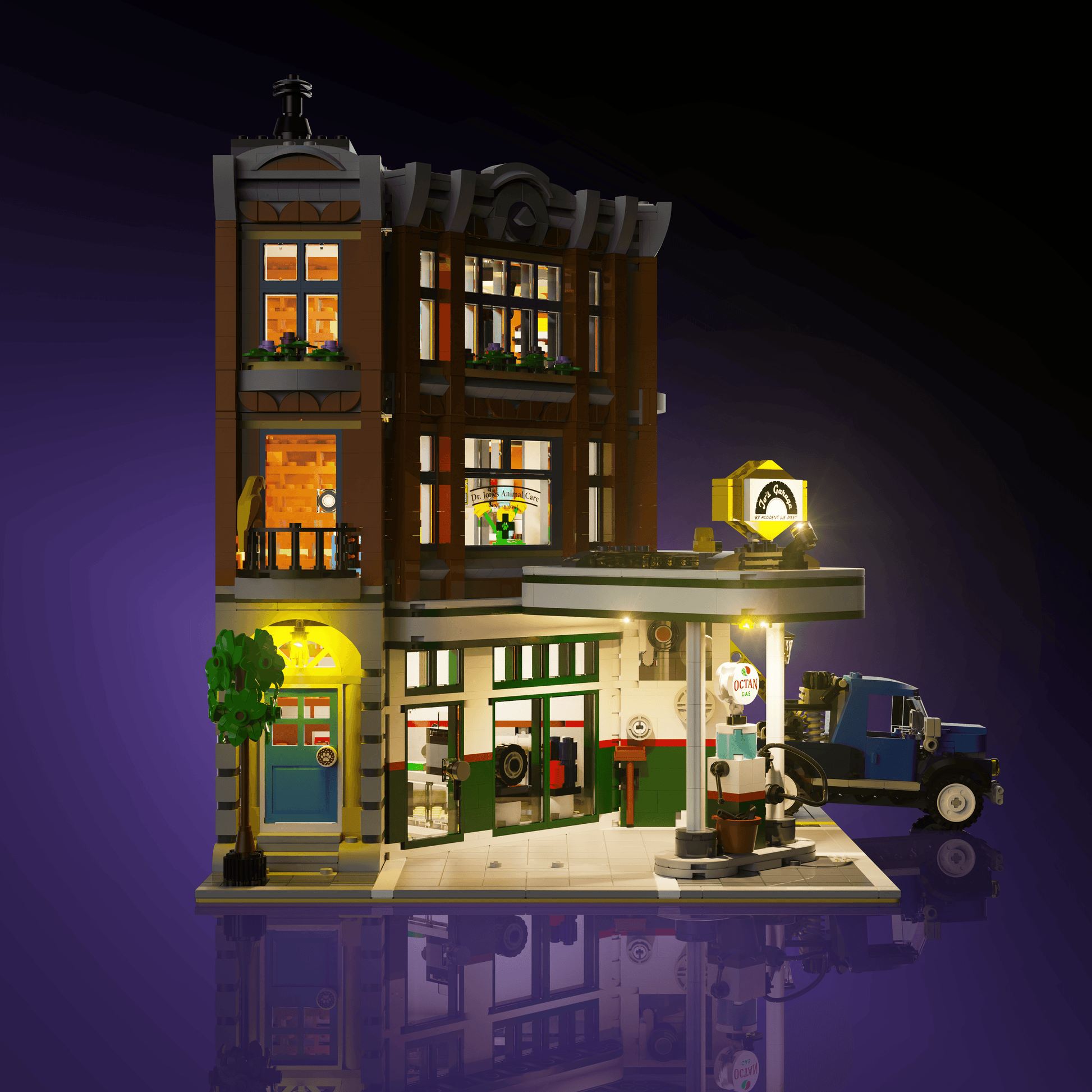Puzzloria™ | Light Kit for LEGO® Corner Garage - Puzzloria