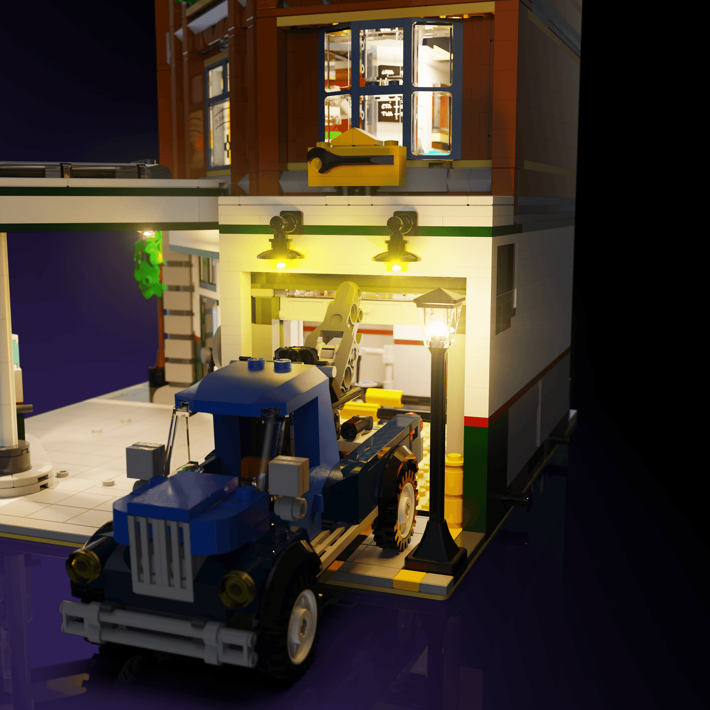 Puzzloria™ | Light Kit for LEGO® Corner Garage - Puzzloria