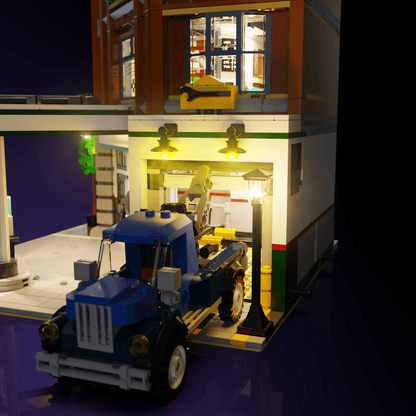 Puzzloria™ | Light Kit for LEGO® Corner Garage - Puzzloria