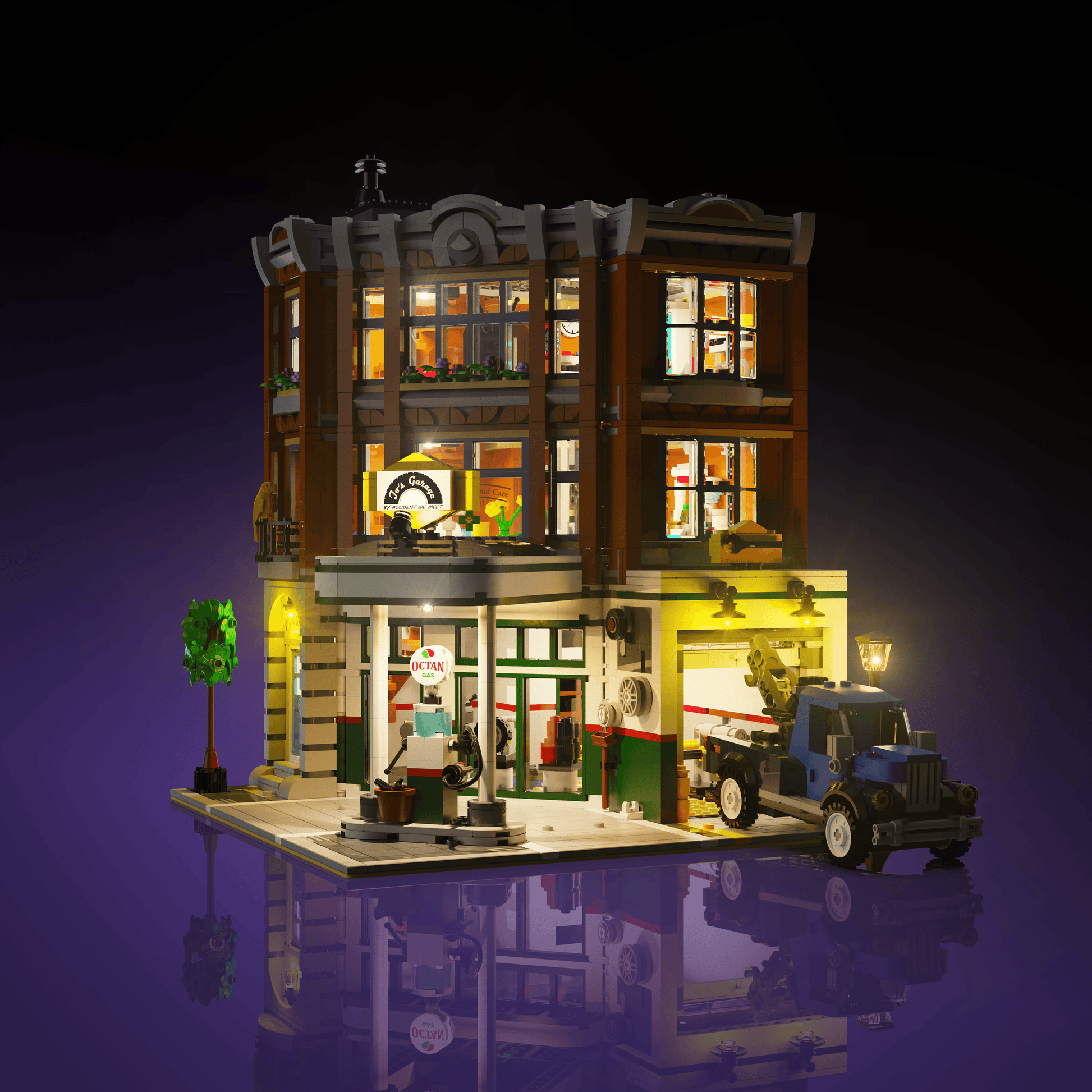 Puzzloria™ | Light Kit for LEGO® Corner Garage - Puzzloria