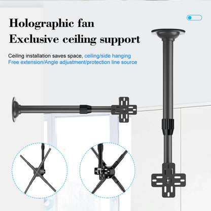 3d hologram fan bracket for ceiling or side wall installation space saving overhead mount for retail advertising display
